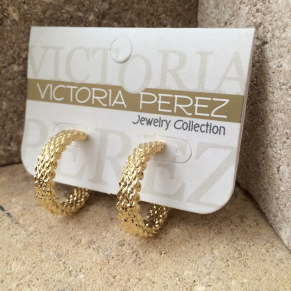 Victoria Perez Collection Jewelry - Luxury Semi Hoop Earrings | 14 Gold Plated
